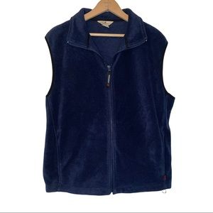 Woolrich Navy Blue Fleece Zip Vest Large Fall Winter Layering Outdoor